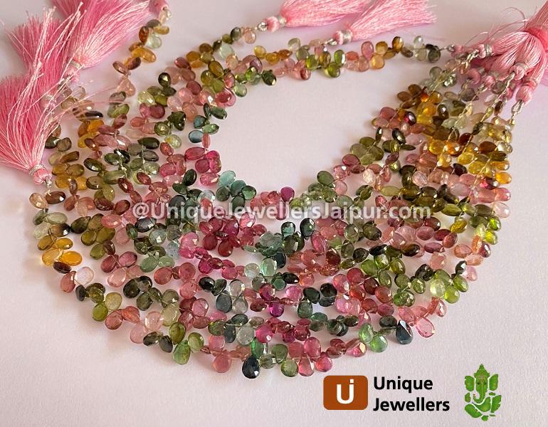 Tourmaline Far Faceted Pear Beads