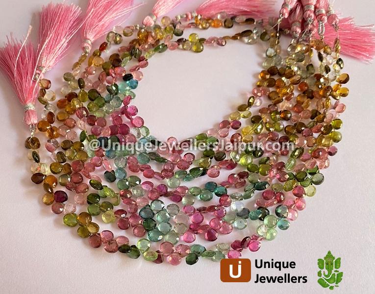 Tourmaline Faceted Heart Beads