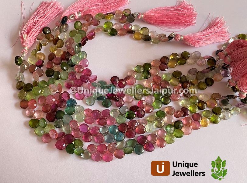 Tourmaline Far Faceted Heart Beads