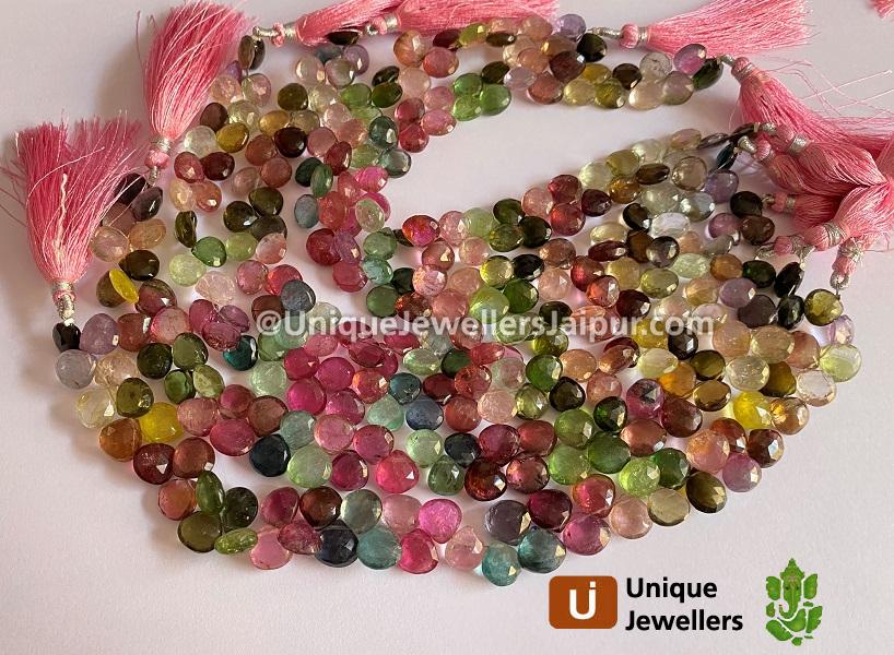 Tourmaline Far Faceted Heart Beads