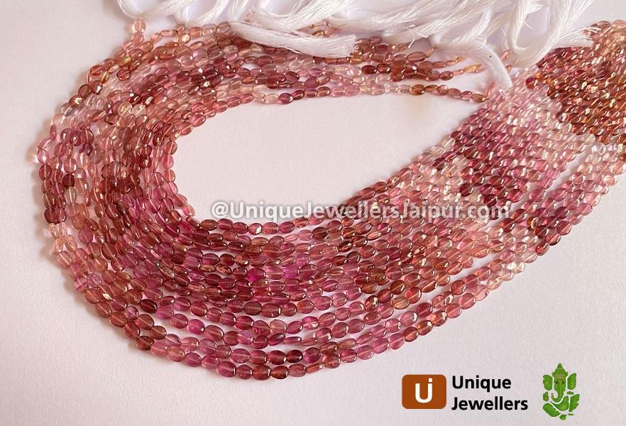 Pink Tourmaline Shaded Smooth Oval Beads