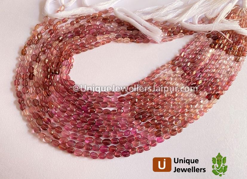 Pink Tourmaline Shaded Smooth Oval Beads