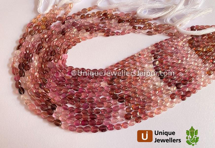 Pink Tourmaline Shaded Far Smooth Oval Beads