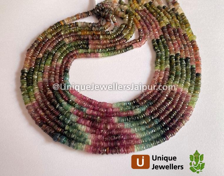 Tourmaline Faceted Tyre Beads