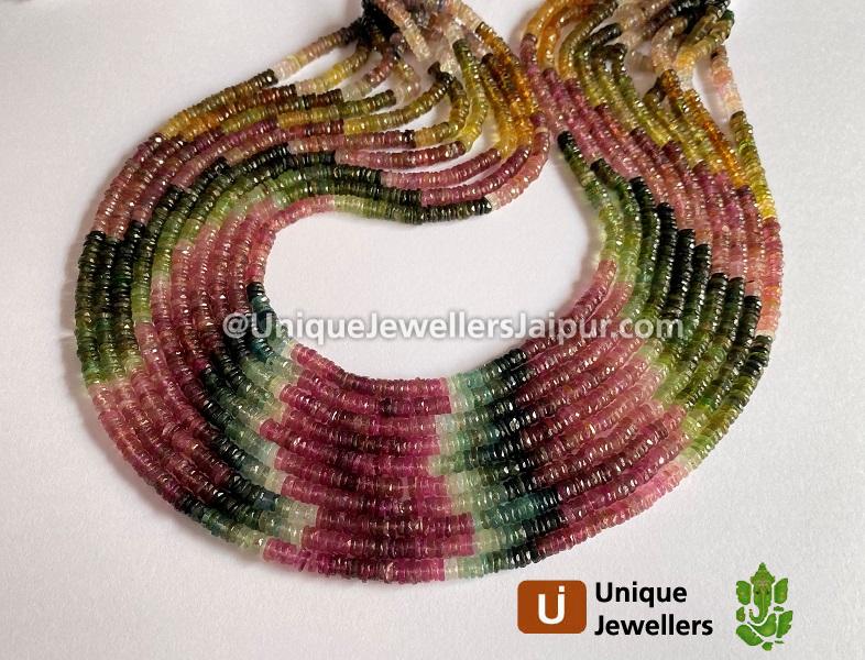 Tourmaline Faceted Tyre Beads