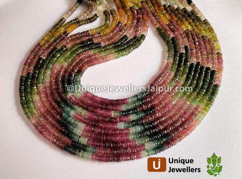 Tourmaline Faceted Tyre Beads