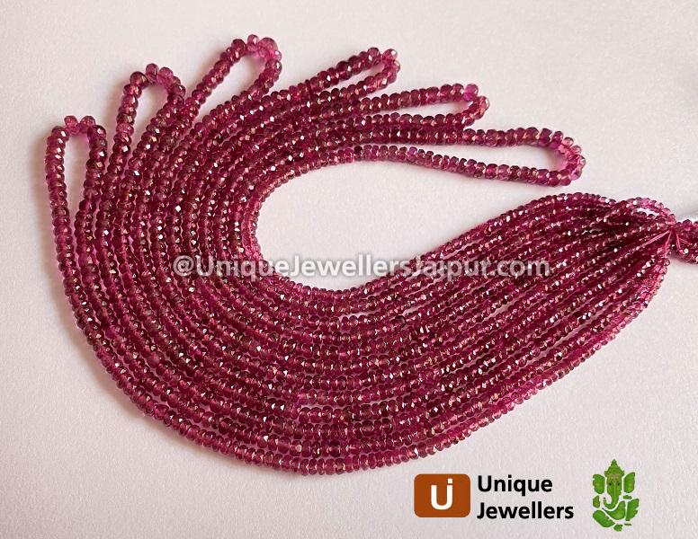 Rubellite Faceted Roundelle Beads