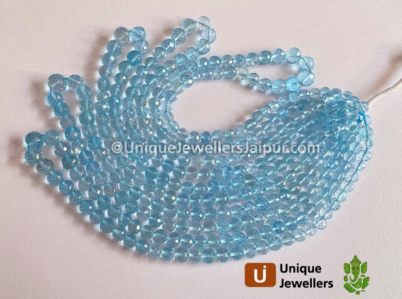 Sky Blue Topaz Far Faceted Round Beads