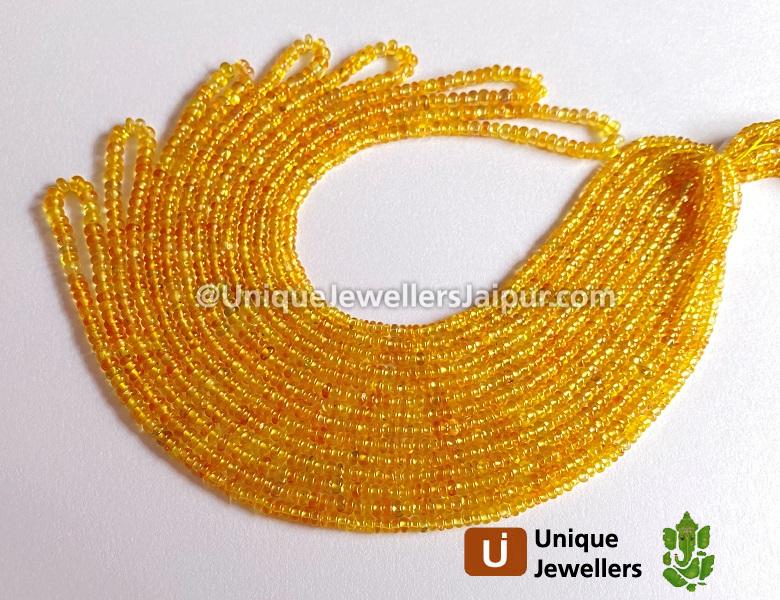 Yellow Orange Sapphire Smooth Roundelle Beads