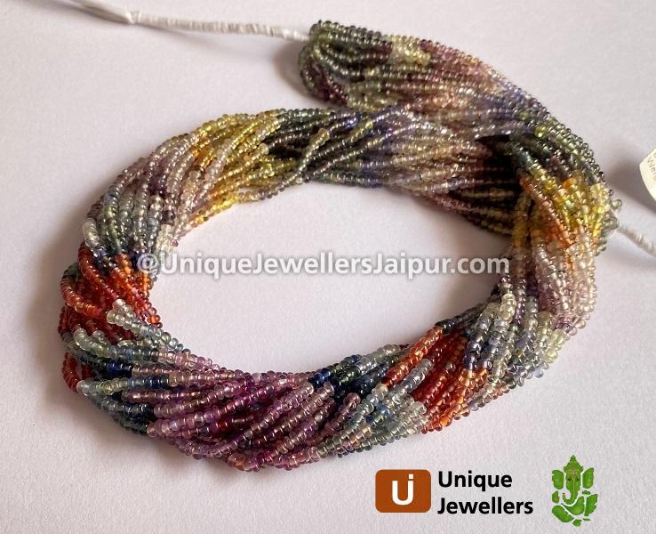 Multi Sapphire Smooth Roundelle Beads