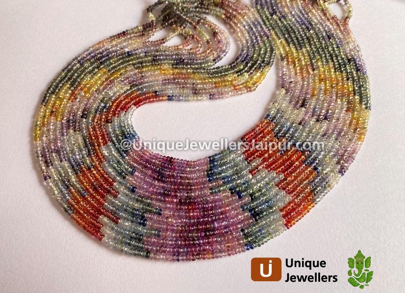 Multi Sapphire Smooth Roundelle Beads