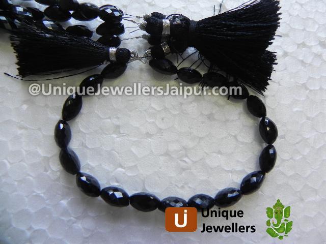 Black Tourmaline Faceted Cardamom Beads