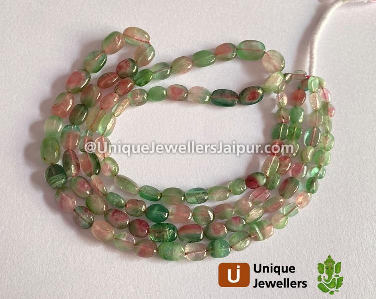 Watermelon Tourmaline Smooth Oval Beads