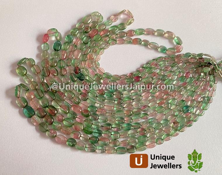 Watermelon Tourmaline Smooth Oval Beads