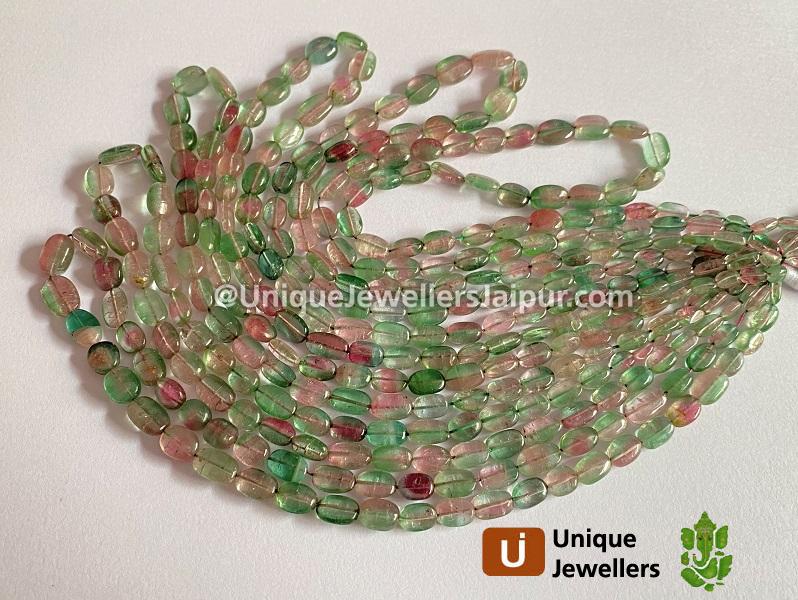 Watermelon Tourmaline Smooth Oval Beads