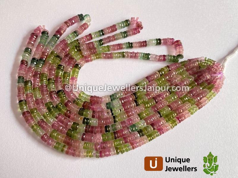 Tourmaline Faceted Tyre Beads