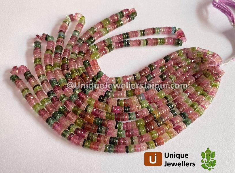 Tourmaline Faceted Tyre Beads