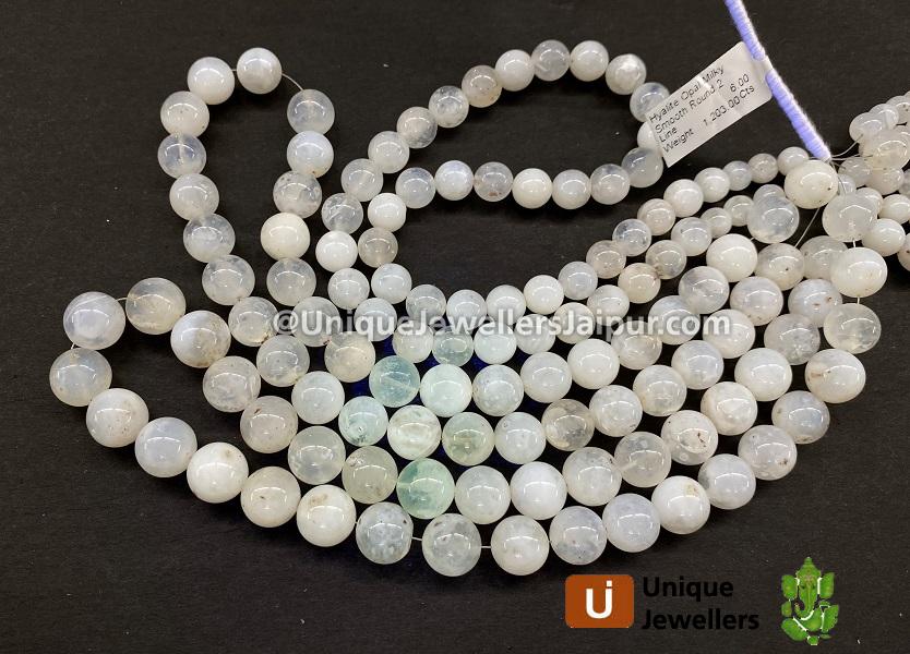 Hyalite Opal Milky Smooth Round Beads