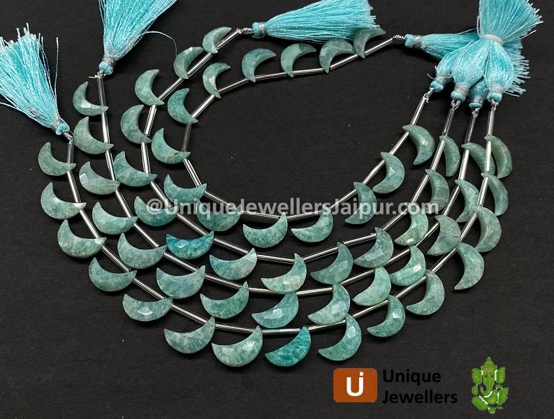 Amazonite Faceted Moon Shape Beads