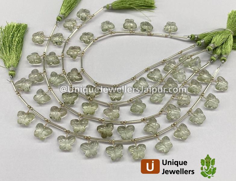 Green Amethyst Faceted Butterfly Beads