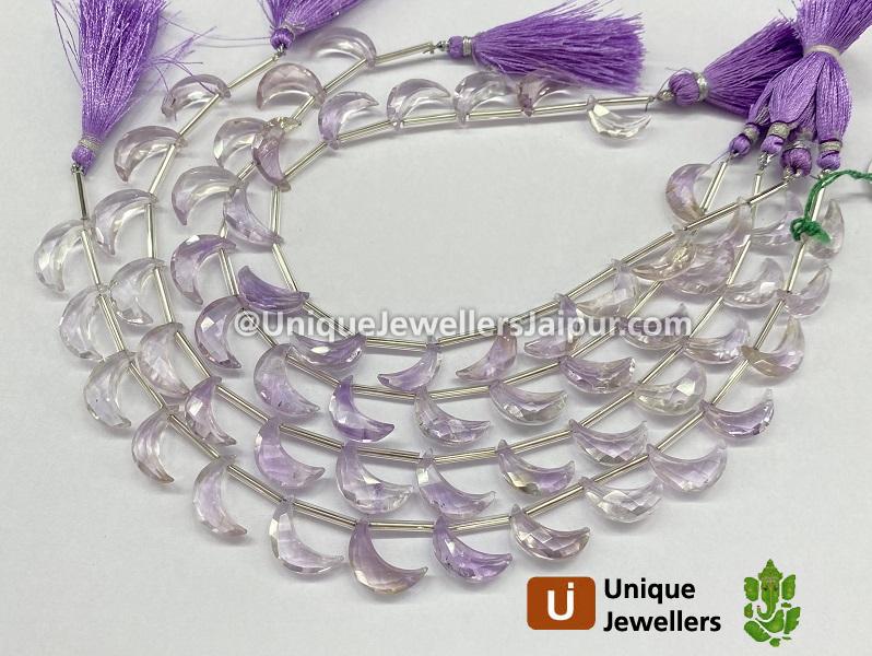 Pink Amethyst Faceted Moon Shape Beads