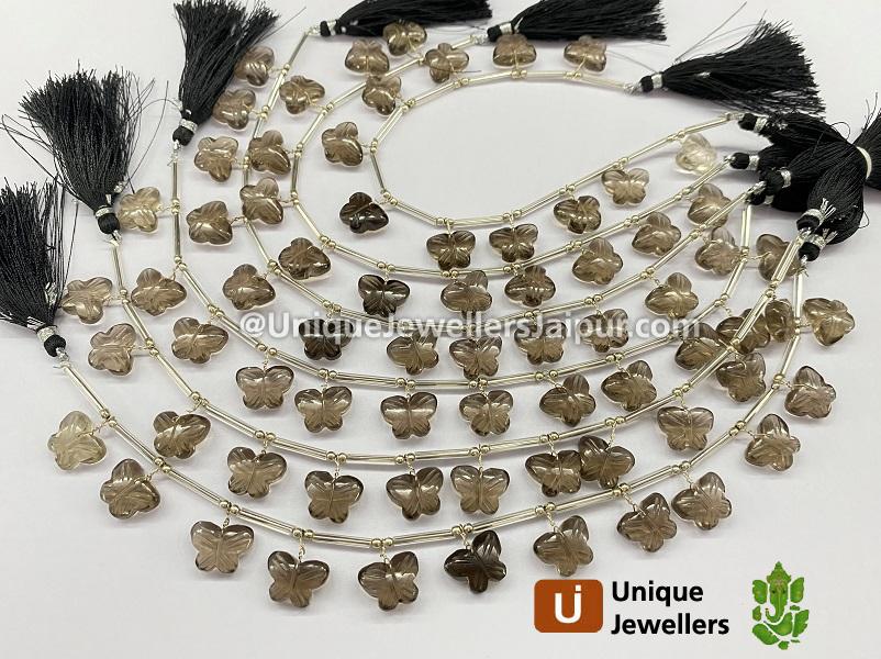 Smoky quartz Faceted Butterfly Beads