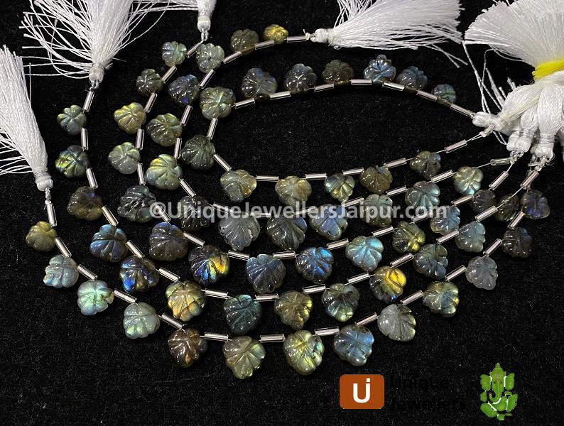 Labradorite Carved Maple Leaf Beads