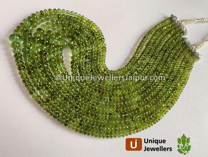 Parrot Green Tourmaline Smooth Roundelle Beads