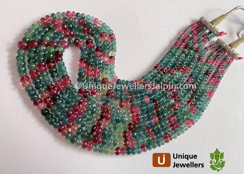 Blue & Pink Tourmaline Smooth Roundelle Beads