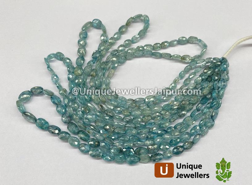 Blue Zircon Faceted Oval Beads