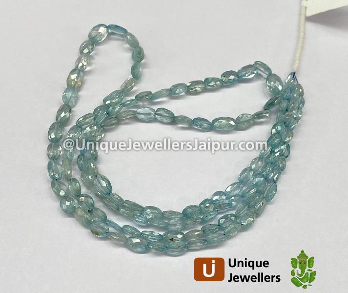 Blue Zircon Faceted Oval Beads