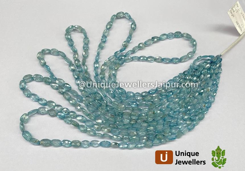 Blue Zircon Faceted Oval Beads