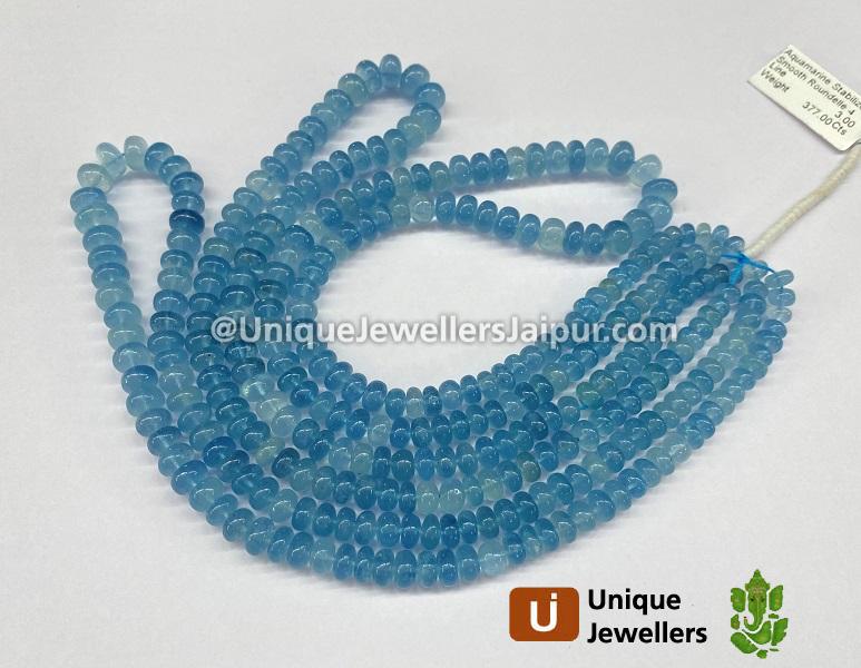 Aquamarine Stabilized Smooth Roundelle Beads