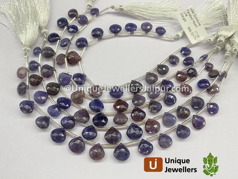Iolite Sunstone Faceted Heart Beads