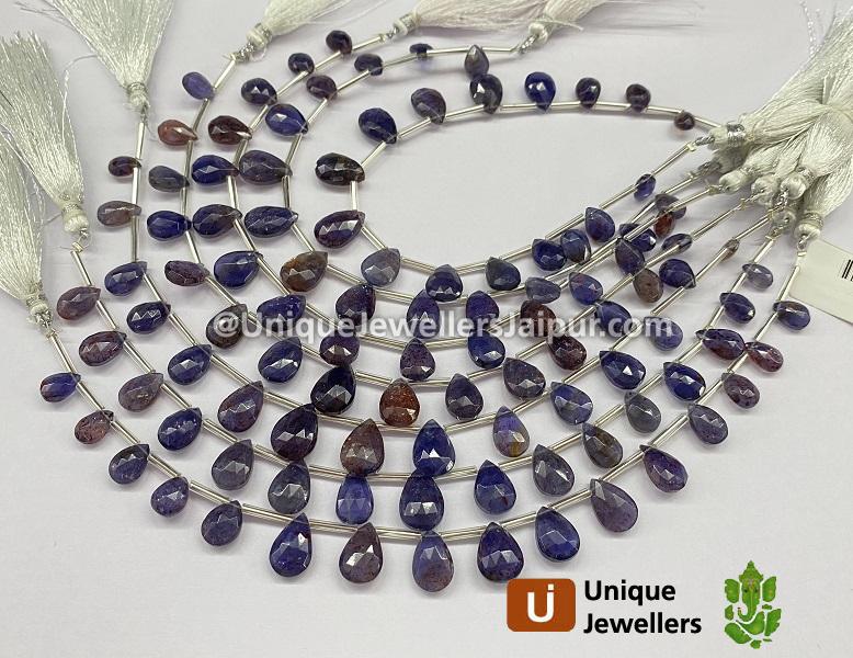 Iolite Sunstone Faceted Pear Beads