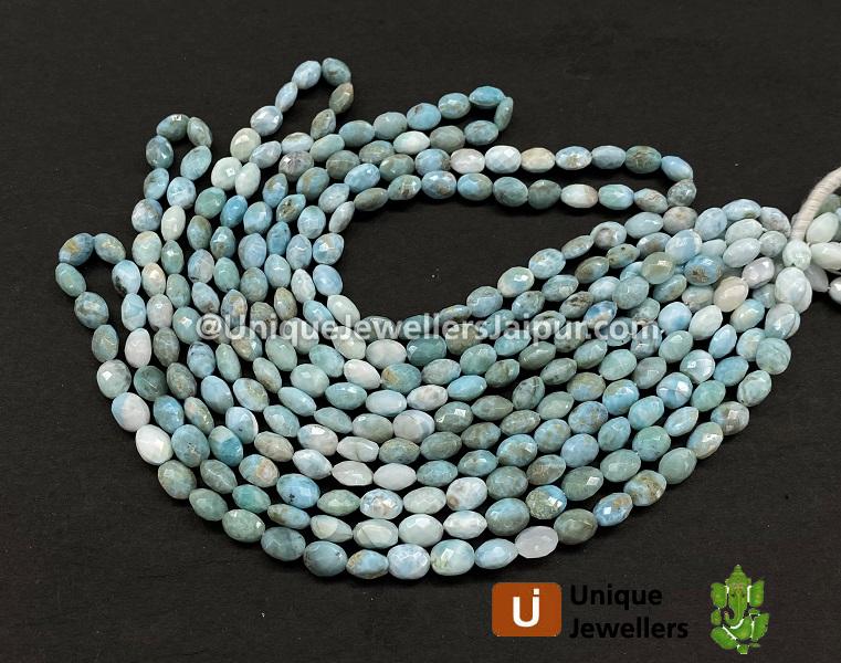 Larimar Faceted Oval Shape Beads