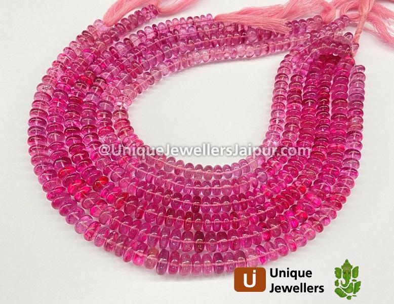 Pink Topaz Smooth Roundelle Beads