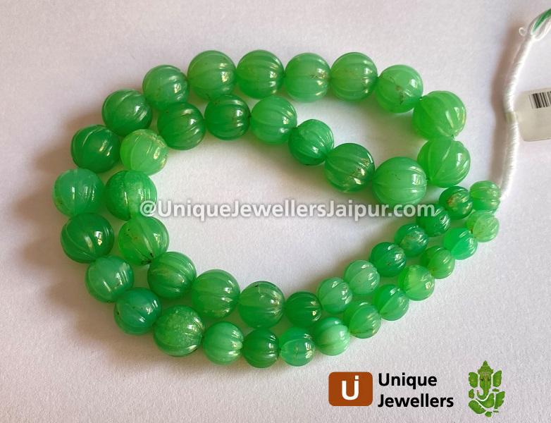 Chrysoprase Carved Pumpkin Balls Beads