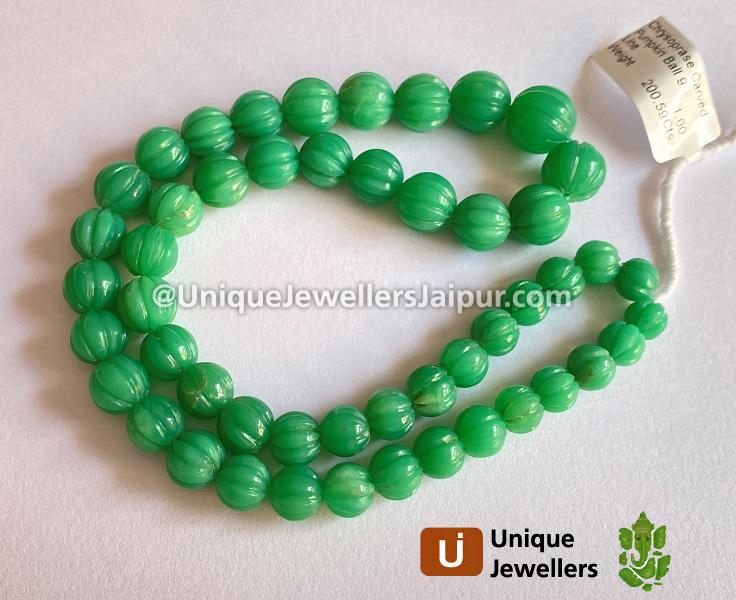 Chrysoprase Carved Pumpkin Balls Beads