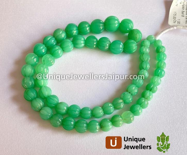 Chrysoprase Carved Pumpkin Balls Beads