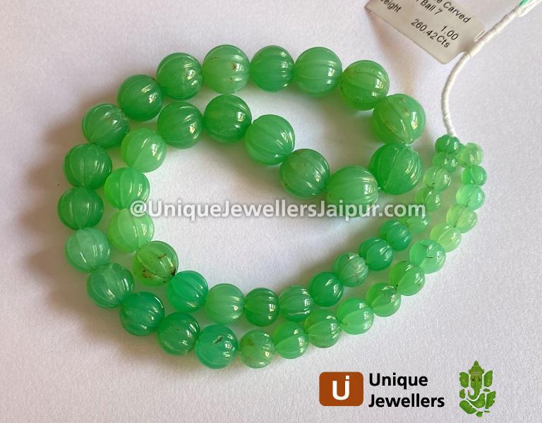 Chrysoprase Carved Pumpkin Balls Beads