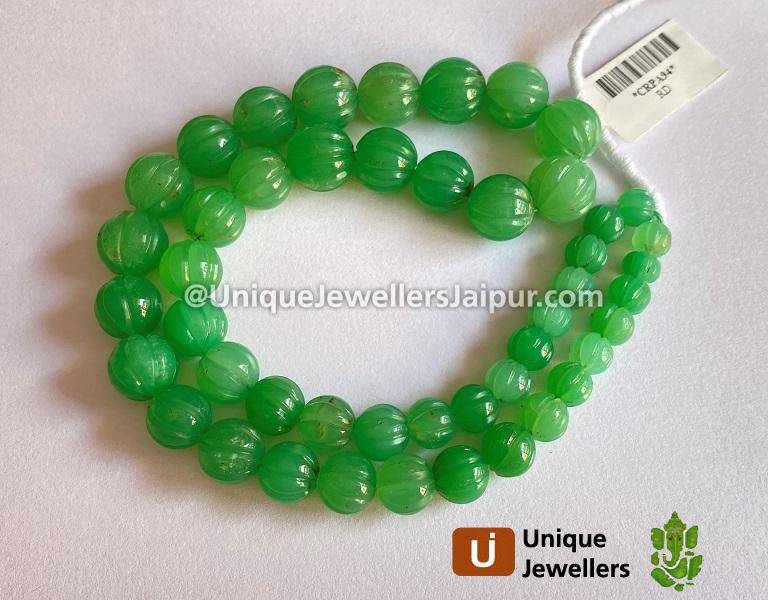 Chrysoprase Carved Pumpkin Balls Beads