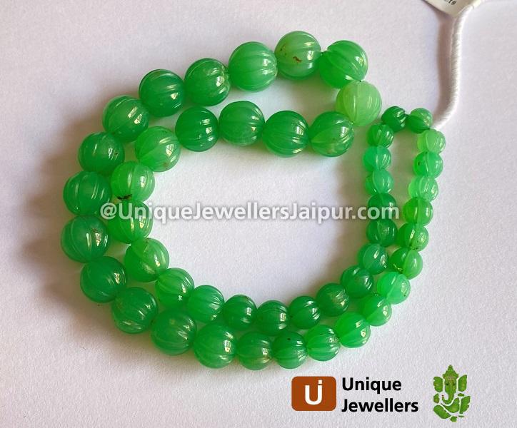 Chrysoprase Carved Pumpkin Balls Beads