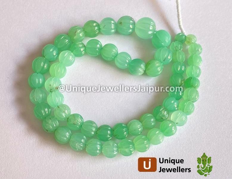 Chrysoprase Carved Pumpkin Balls Beads