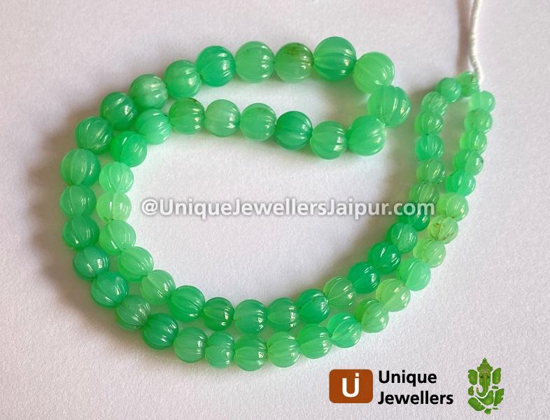 Chrysoprase Carved Pumpkin Balls Beads