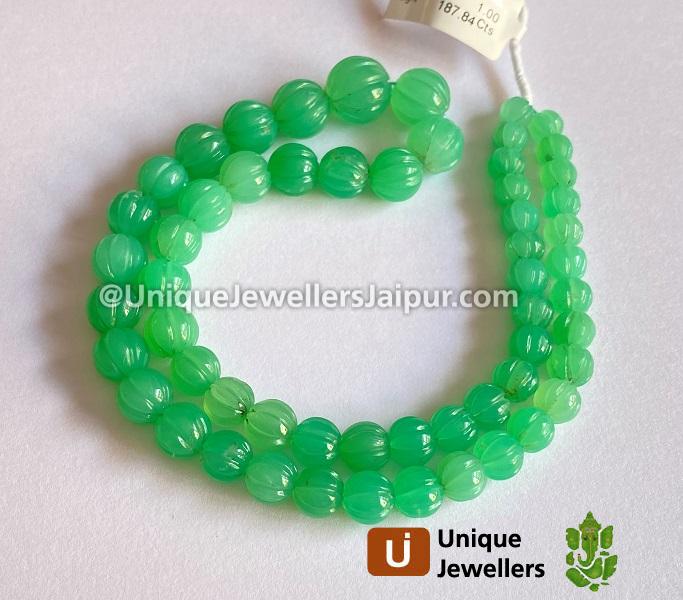 Chrysoprase Carved Pumpkin Balls Beads