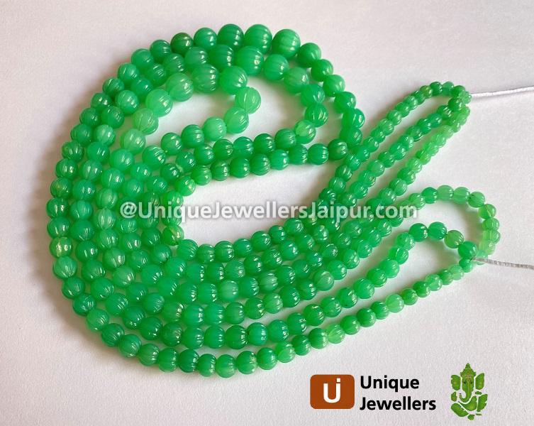 Chrysoprase Carved Pumpkin Balls Beads