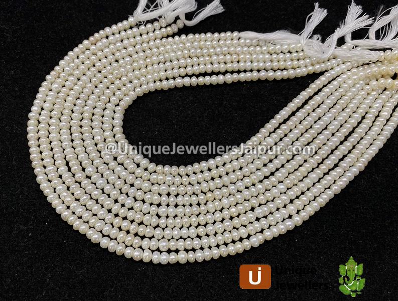 White Pearl Smooth Roundelle Beads