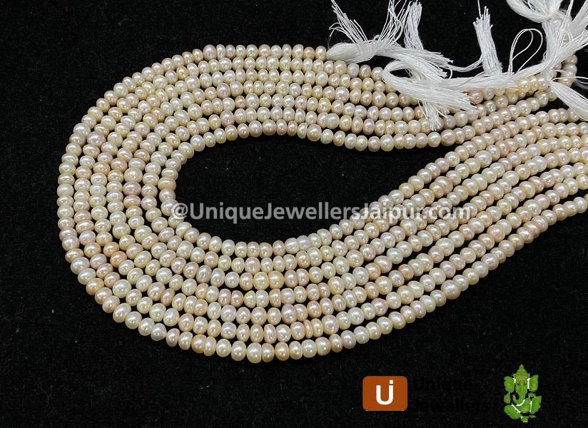 Rose Gold Pearl Smooth Roundelle Beads