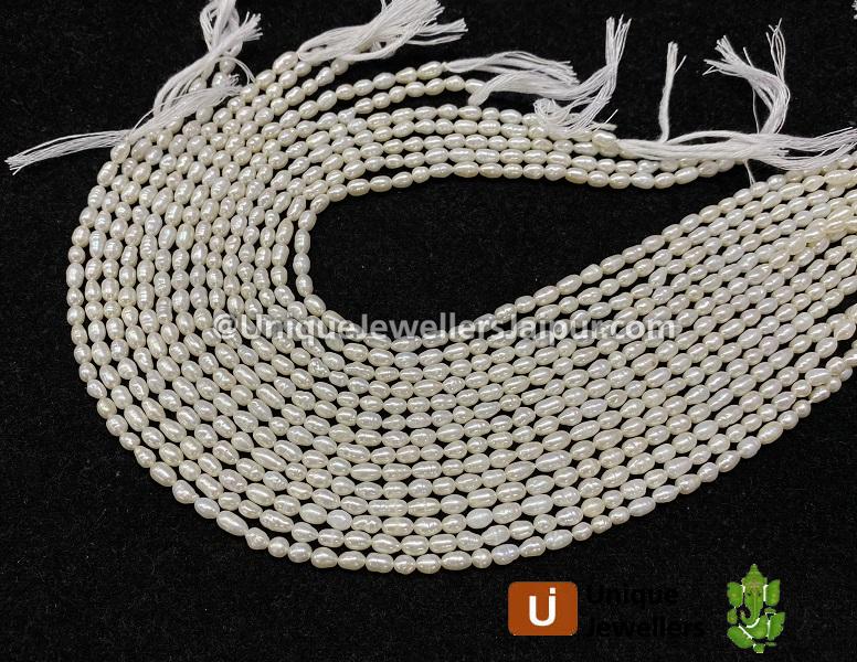 White Smooth Rice Pearl Beads